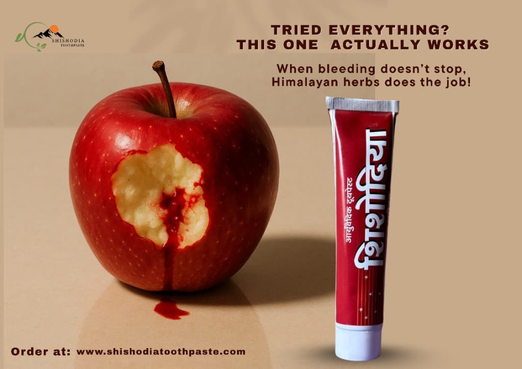 Shishodia Ayurvedic toothpaste promotional banner — order online